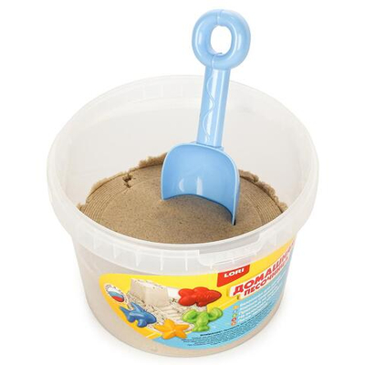 Домашняя песочница "Морской песок 1,5кг + формочки + совочек" (Lori)