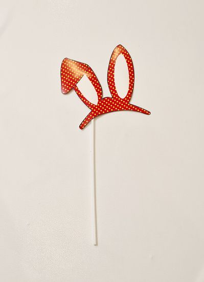 Аксессуары для фотосессии Зайка, на палочке, красные ушки, 3 штуки