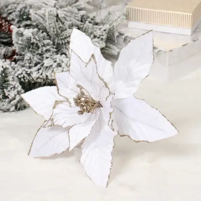 Украшение новогоднее «Пуансеттия - Фурия» 26 см, Белый
