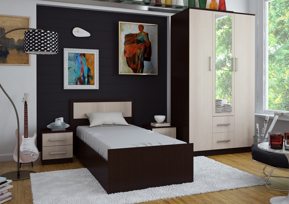 Шкаф 3-х дверный Фиеста, венге/лоредо