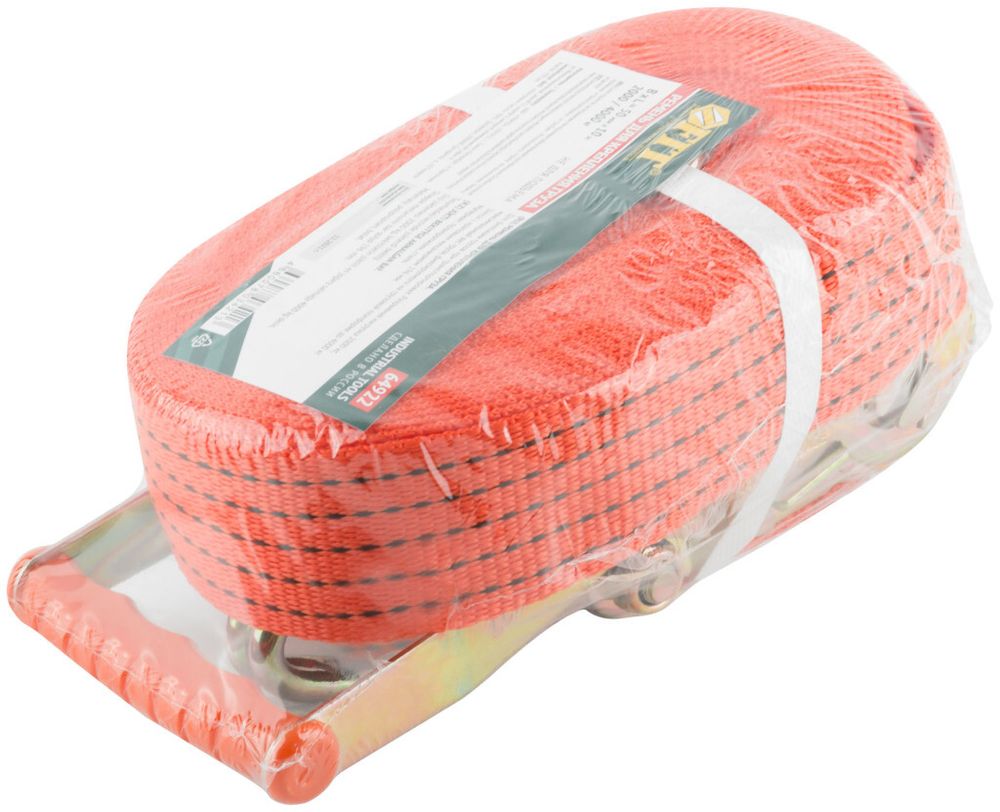 64922 Ремень для крепления груза, храповый механизм 196 мм, лента 50 мм x 10 м, 2000 / 4000 кг