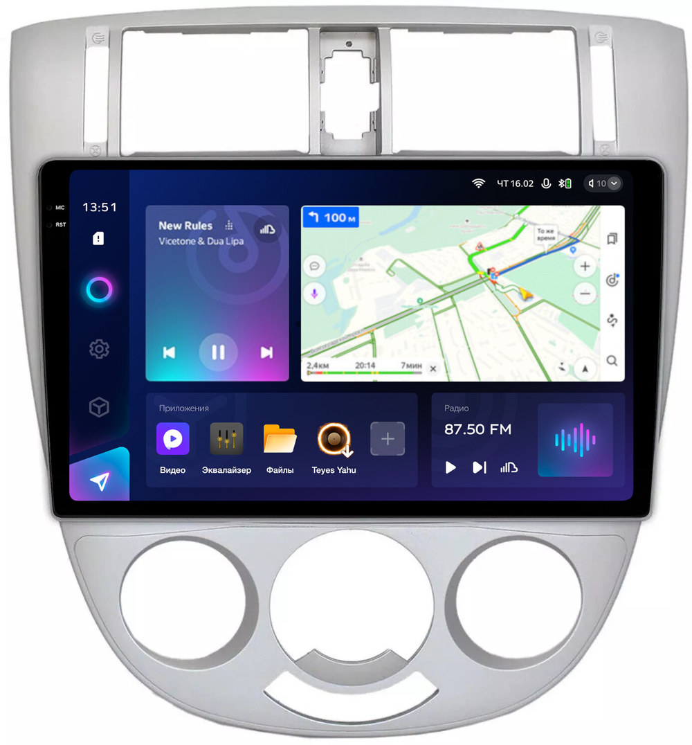 Магнитола для Chevrolet Lacetti седан/универсал, Daewoo Gentra (кондиционер, рамка серебро) - Teyes CC3-2K QLed Android 10, ТОП процессор, SIM-слот, CarPlay