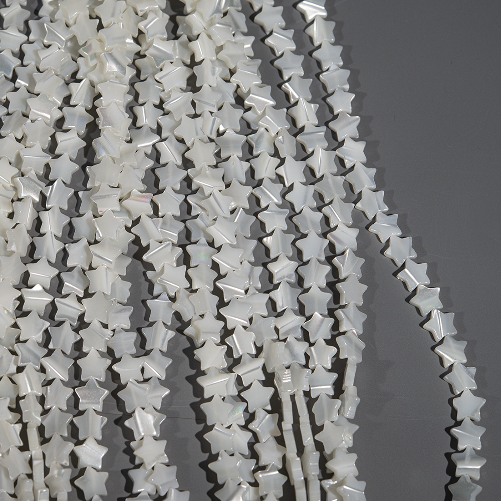 Перламутр морских ракушек, звездочки, 8,5мм, белый