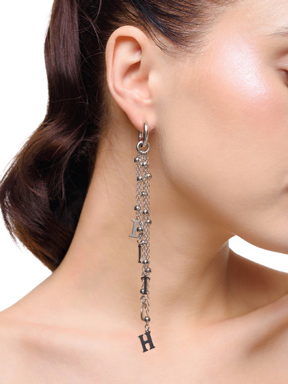 Моносерьга "Bitch" Silver с подвесками