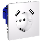 Розетка встраиваемая VOLTUM S70 с заземлением и защитными шторками, 16А, с USB, A+A, (белый матовый)
