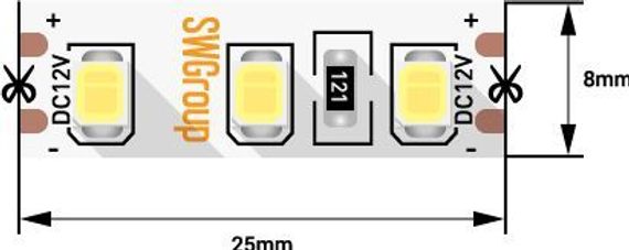 Светодиодная лента SWG 12W/m 120Led/m 2835SMD дневной белый 5M SWG2120-12-12-NW-М 009236