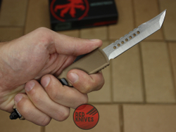 Нож Microtech Ultratech Helhound H/E - коричневая рукоять, клинок сатин RK-372