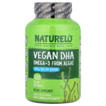 NATURELO, ДГК, омега-3 из водорослей, для веганов, 120 веганских капсул (400 мг в 1 капсуле)