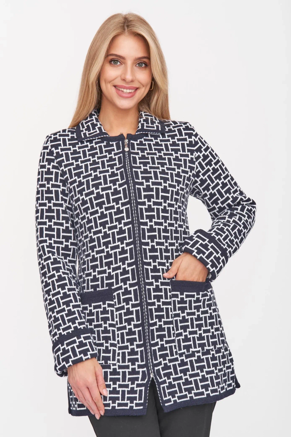 Жакет В 1398/сине-белый