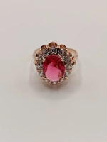 Кольцо серебряное с ситаллом "рубеллит"