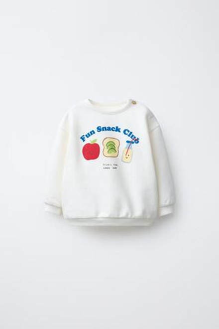 ZARA ТОЛСТОВКА С РЕЛЬЕФНЫМ ПРИНТОМ, ЖЕЛТОВАТО-БЕЛЫЙ