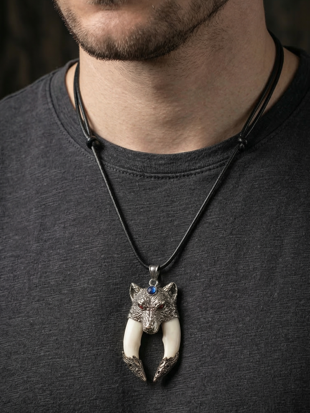 Защитный магический кулон амулет с настоящими Клыками Волка