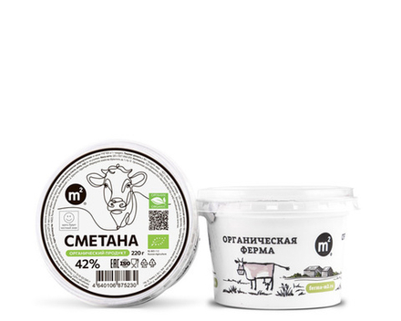 Сметана 42% из коровьих сливок, Ферма М2, 220 г