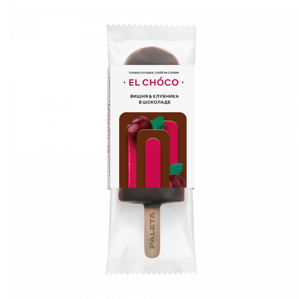 Десерт замороженный El Choco вишня с клубникой в шоколаде 80 г