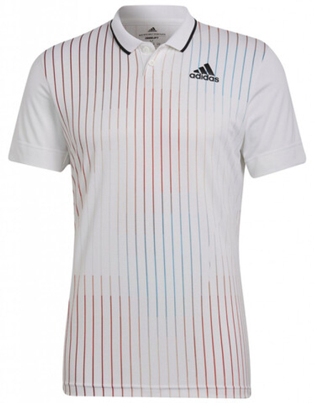 Мужское теннисное поло Adidas Melbourne Polo M - white/legacy burgundy/sky rush