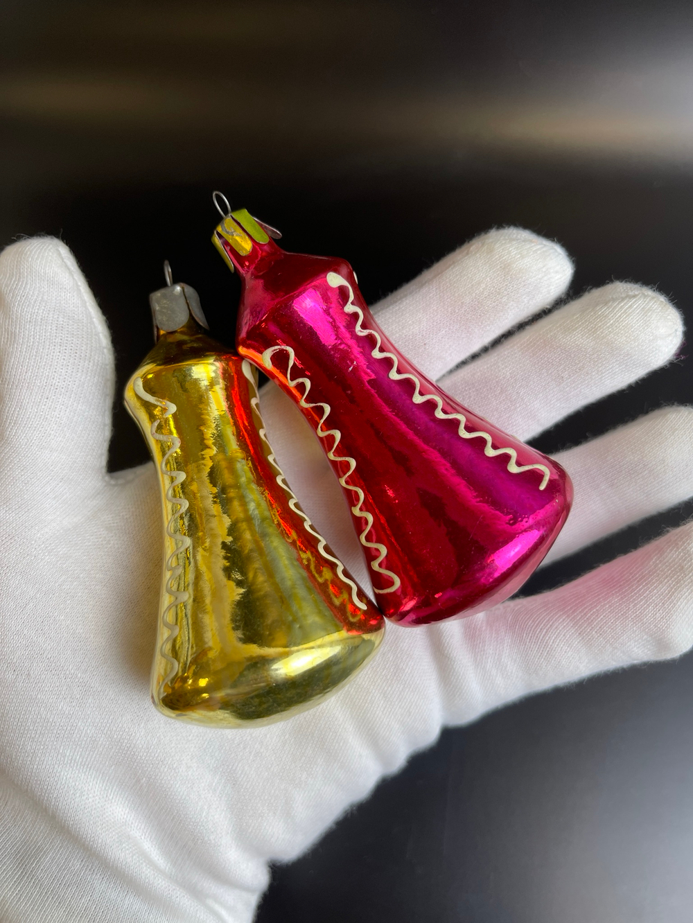 Ёлочные игрушки 2 колокольчика стекло, винтаж, СССР 1960-1990 гг