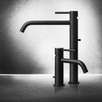 Смеситель для раковины Gessi 316 Flessa, на 1 отверстие, с донным клапаном, цвет Black Metal Brushed PVD