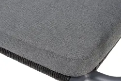 "Нуар" стул плетеный из роупа, каркас алюминий темно-серый (RAL7024) муар, роуп темно-серый круглый, ткань темно-серая 027