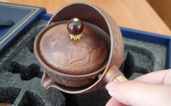 278159.4 Сервиз "Летучая гайвань" гайвань, 4 пиалы, чабань, в подар.коробке, керамика коричневый