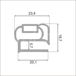 Уплотнитель двери холодильника Ока 6 (6М), 290 x 580 мм / морозильная камера