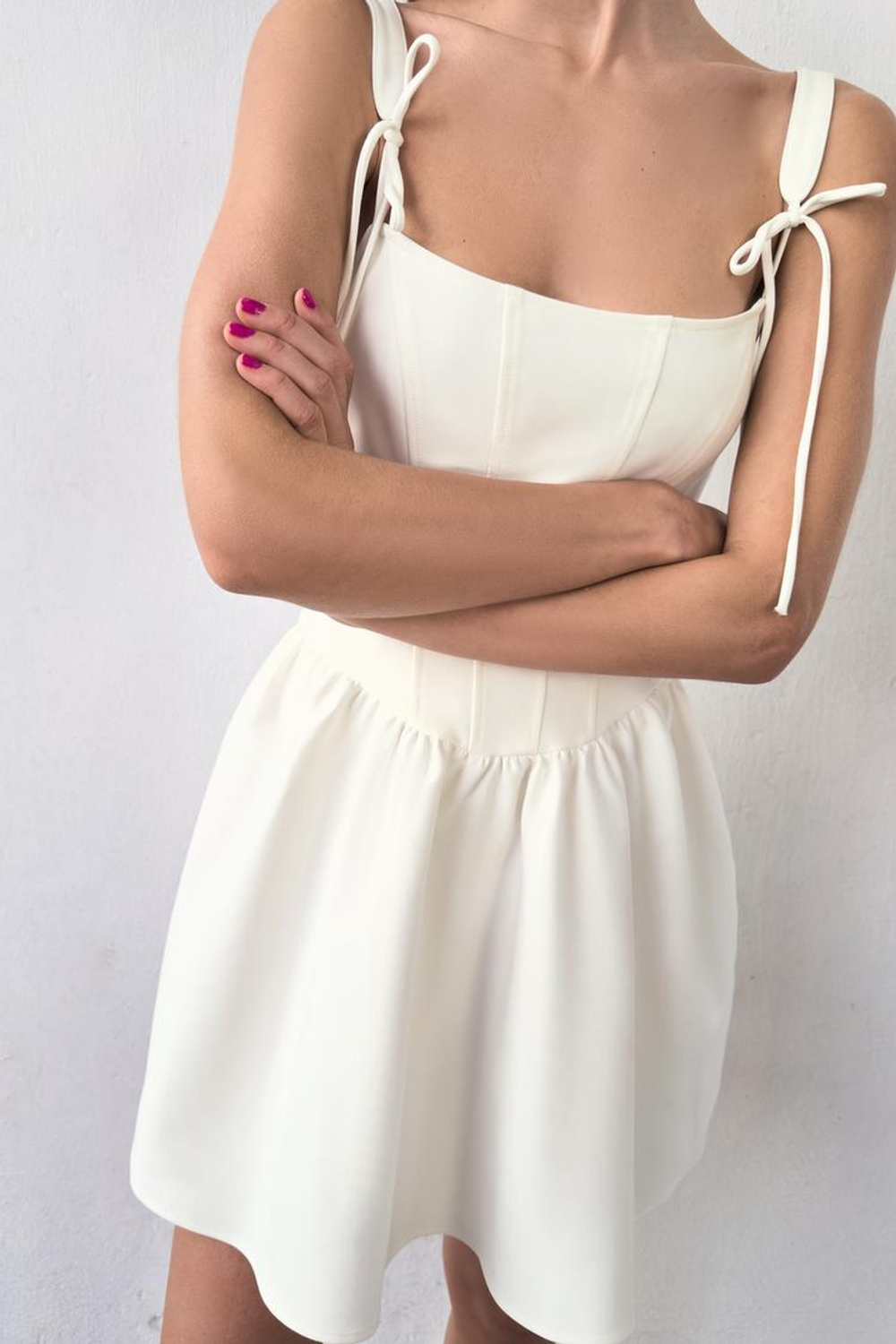 ZARA ПЛАТЬЕ В БЕЛЬЕВОМ СТИЛЕ, БЕЛЫЙ