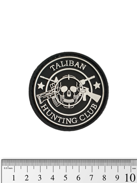 Шеврон Taliban. Hunting Club (череп с автоматами) PVC. Чёрный