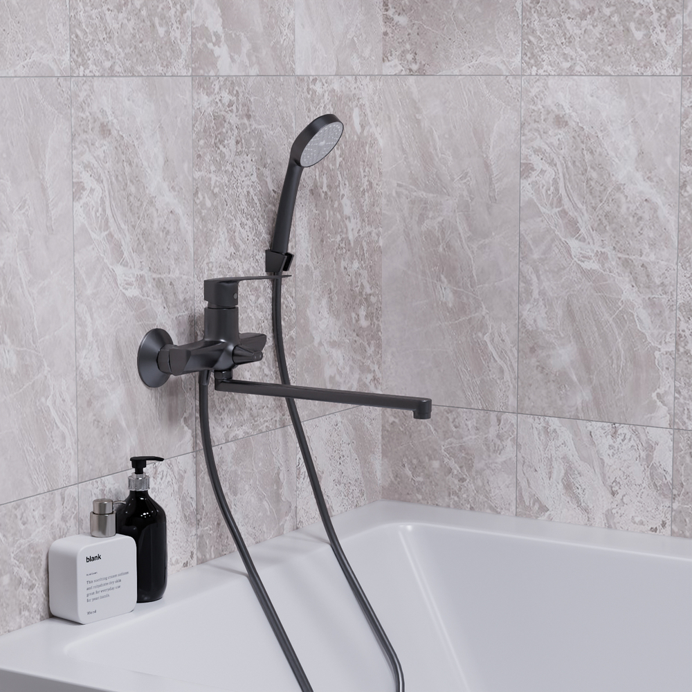 Смеситель для ванны и раковины 35k MIXLINE ML15-02GR ГРАФИТ