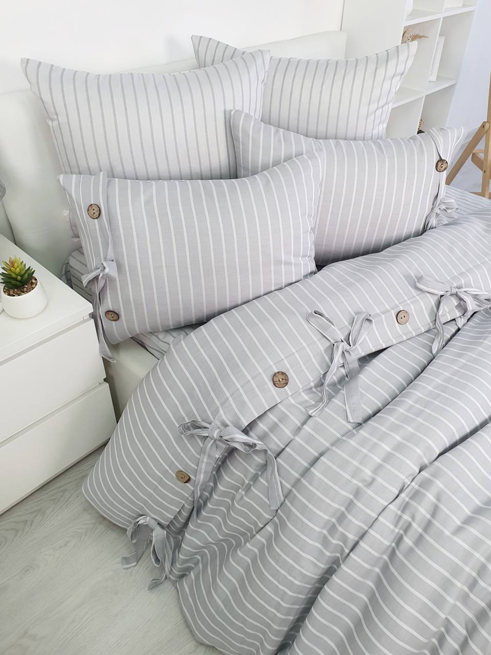 Постельное белье 2 спальное евро Grazie home D'Or серое