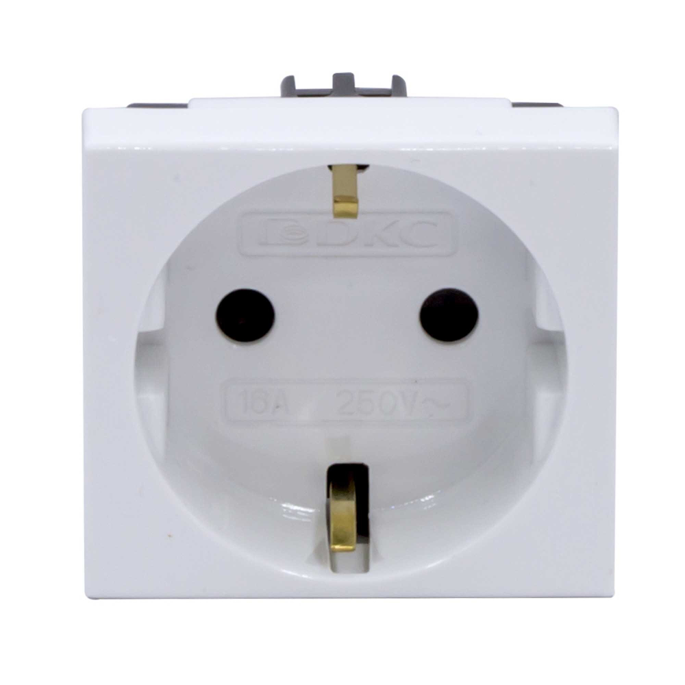 Розетка силовая 2Р+Е, со шторками, «Viva», 2 мод., цвет белый DKC