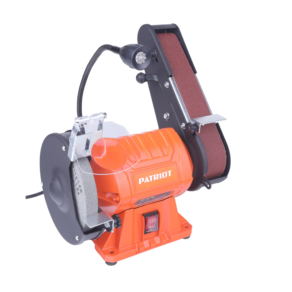 Станок точильный PATRIOT GM 150 PBL, 375Вт, подсветка, шлифлента