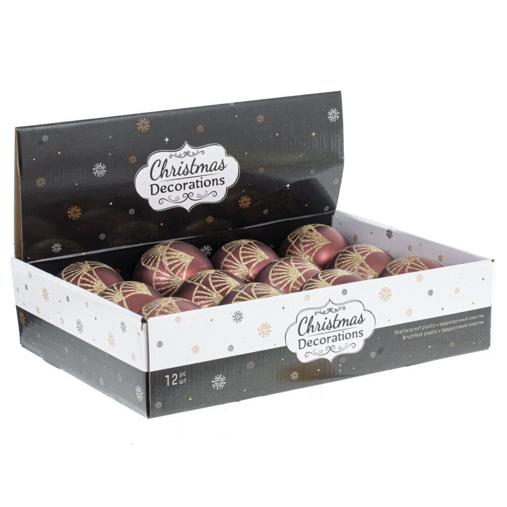 GAEM Набор из 12шт Украшение новогоднее "Шар", D 8 см, L35 W27 H8,5 см