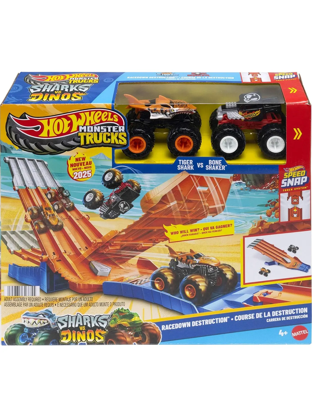 Трек Hot Wheels Monster Trucks «Гонки на выживание» JFR07 | Monster Trucks Racedown Destruction  2 машинки 1:64 | 4+
