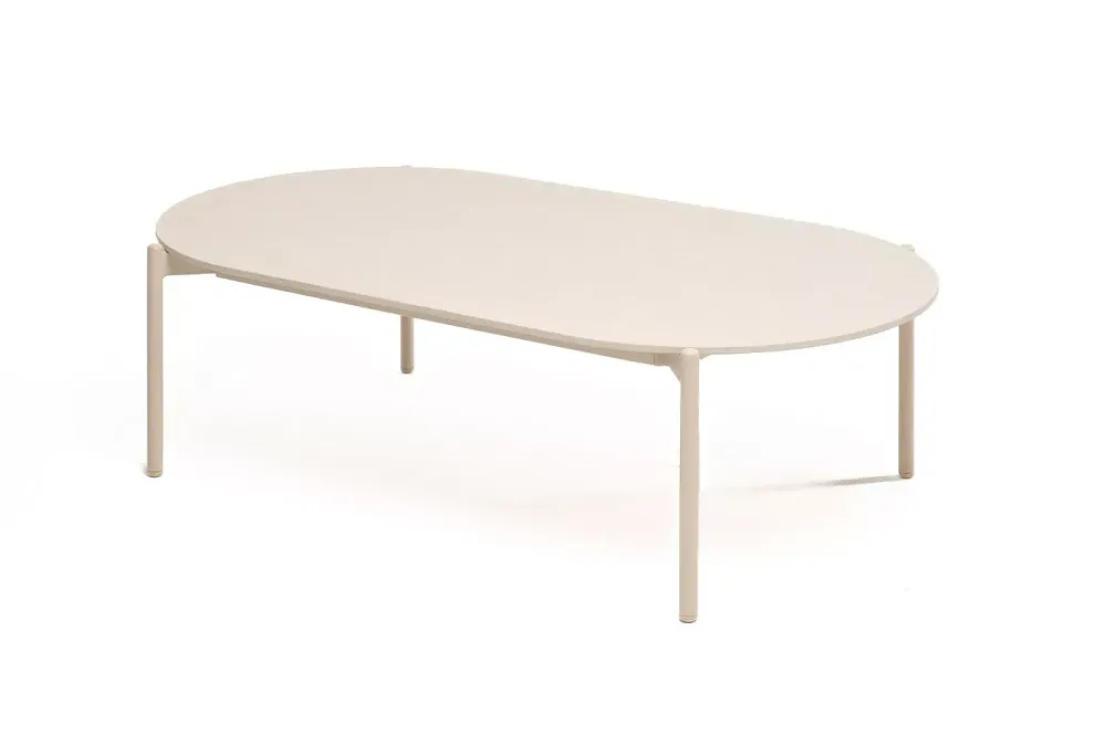 "Аликанте" журнальный стол из искусственного камня овальный, 130х70см, Н38, цвет белый