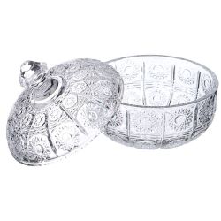 КОНФЕТНИЦА С КРЫШКОЙ "MUZA CRYSTAL" 250 МЛ. 11,5*11,5 СМ. ВЫСОТА=11 СМ. (КОР=24ШТ.)