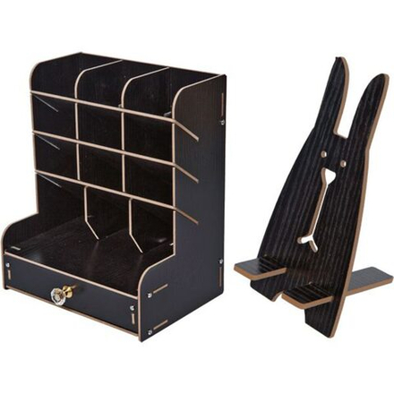 Подставка наст.  "Academy"  21x15x25,5 см, МДФ, черная