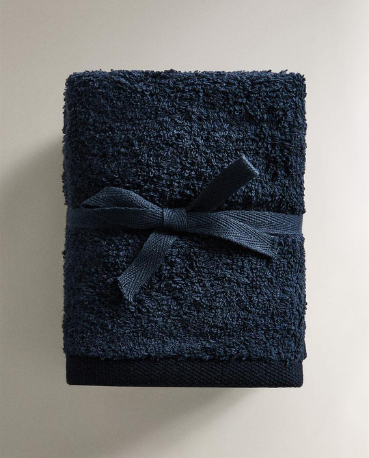 ZARA HOME ПОЛОТЕНЦЕ ИЗ ХЛОПКА ВЫСШЕГО КАЧЕСТВА (НАБОР ИЗ 3 ШТ), ЧЕРНИЛЬНО-СИНИЙ