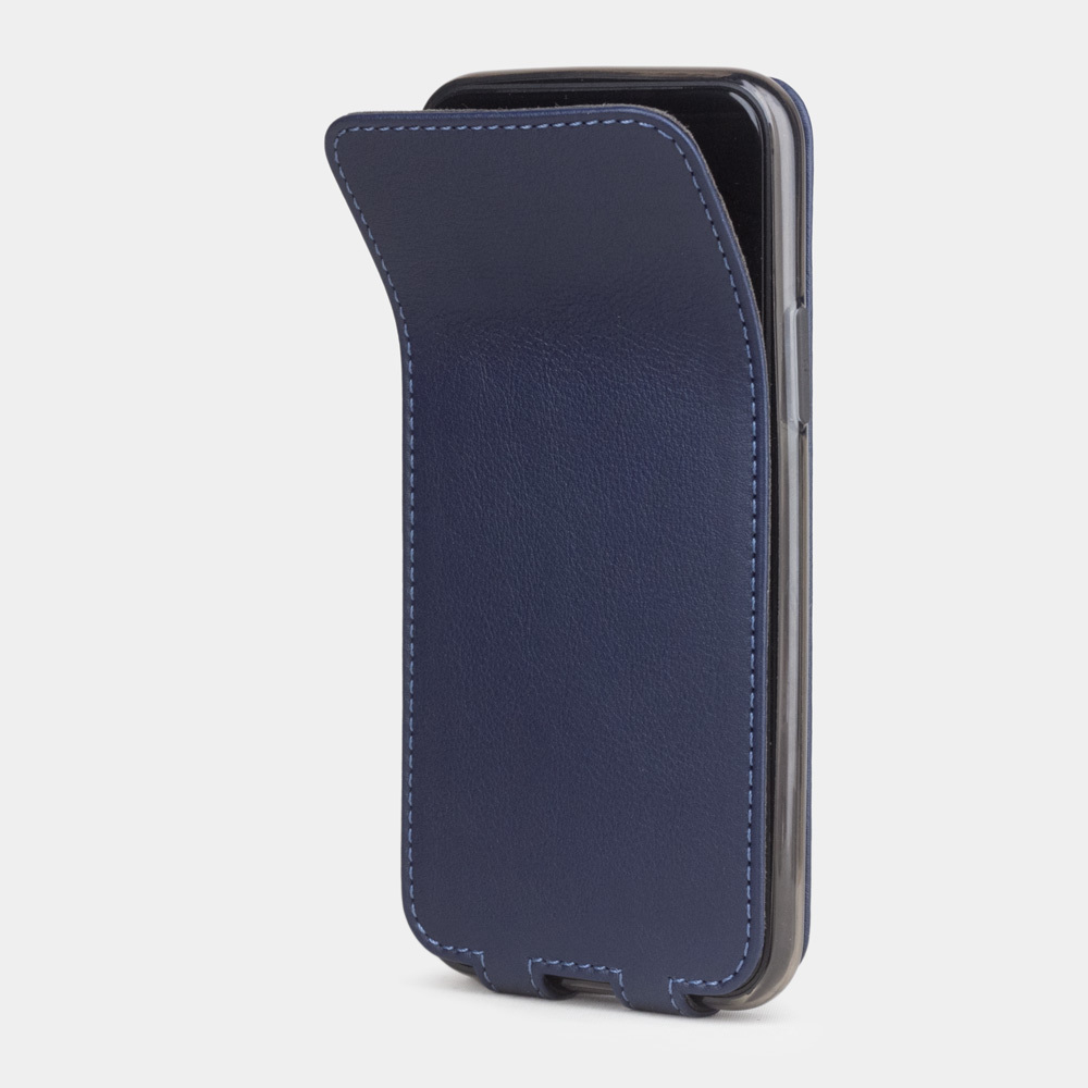 Чехол кожаный для iPhone 11 Pro Max из натуральной кожи теленка, синего цвета