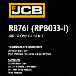 Пистолет обдувочный (сопло 150мм,6.2Bar, 120-200л/мин) JCB JCB-R8761 (RP8033-1)