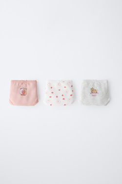 ZARA НАБОР ИЗ ТРЕХ ТРУСОВ С ПРИНТОМ, РОЗОВЫЙ