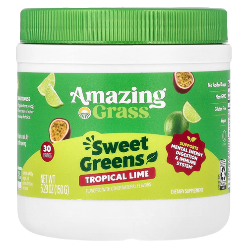 Amazing Grass, сладкая зелень, со вкусом тропического лайма, 150 г (5,29 унции)
