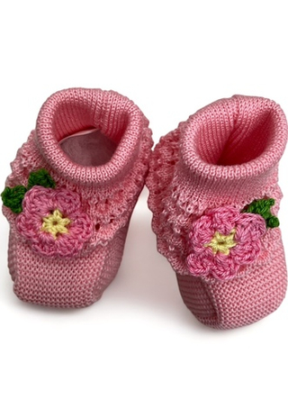 Пинетки + подарочная коробка MARLU Розовый/Аппликации: разноцветные цветочки Девочка