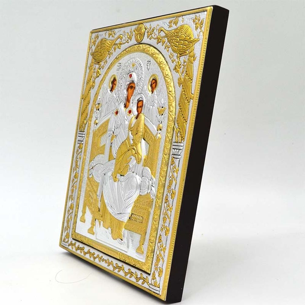 Икона Всецарица в серебряном окладе. 15 х 18 см