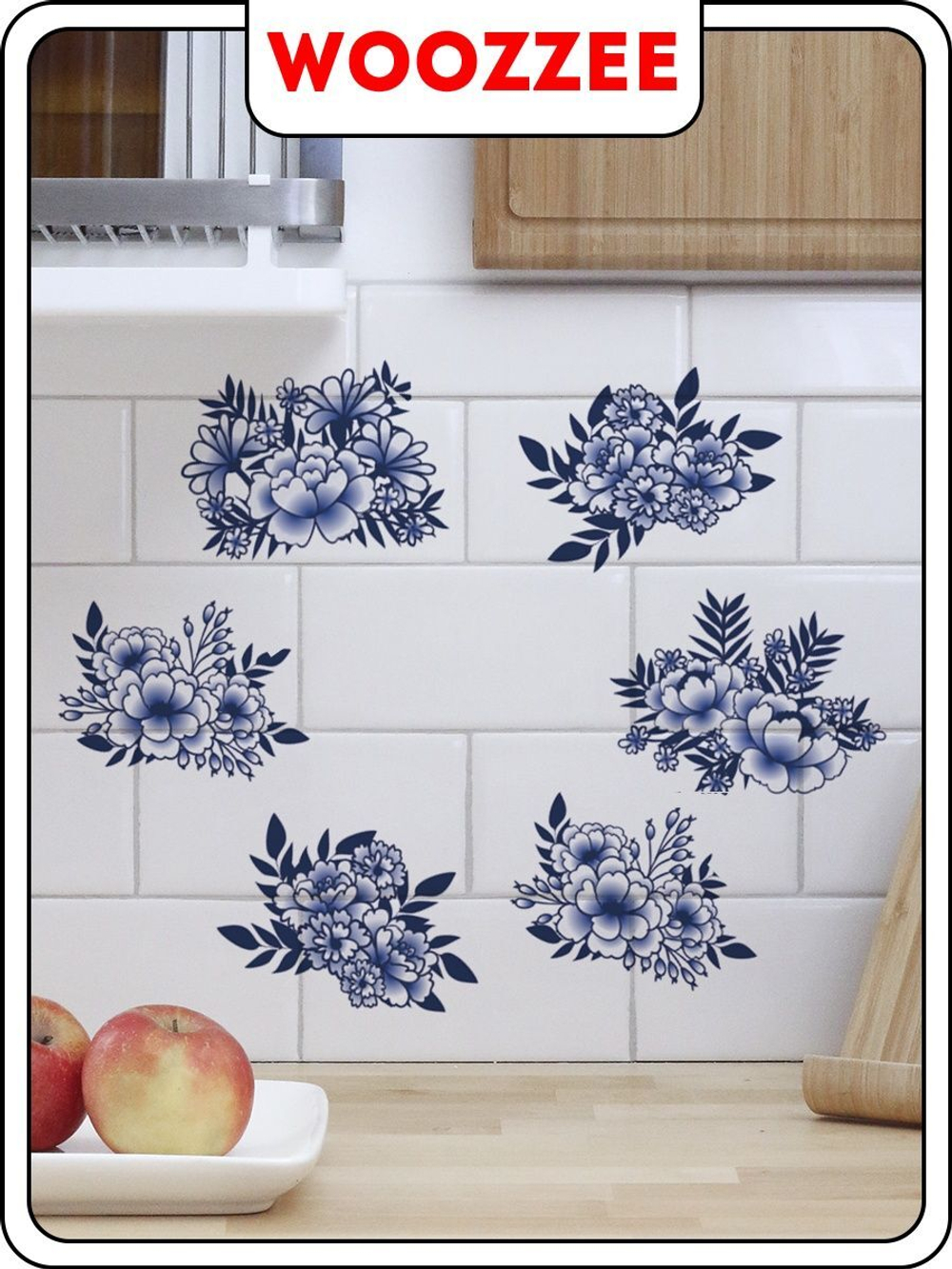 Наклейка декоративная А3 "Синие цветы 4"