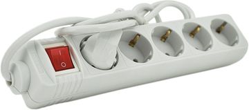 Мережевий подовжувач EuroPower EPW515 220 В/10 А 2.5 кВт 5 розеток 1.5 м, переріз 3х0.75 мм з перемикачем Білий (YT-EPW515)