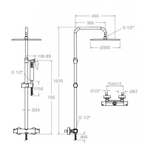 Душевая термостатическая система без излива с регулировкой высоты URBAN CHIC 215401RK300N