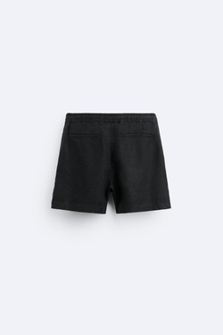 ZARA ШОРТЫ ИЗ 100% ЛЬНА, ЧЕРНЫЙ