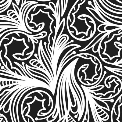 БЕЛЫЙ РАСТИТЕЛЬНЫЙ УЗОР НА ЧЁРНОМ ФОНЕ