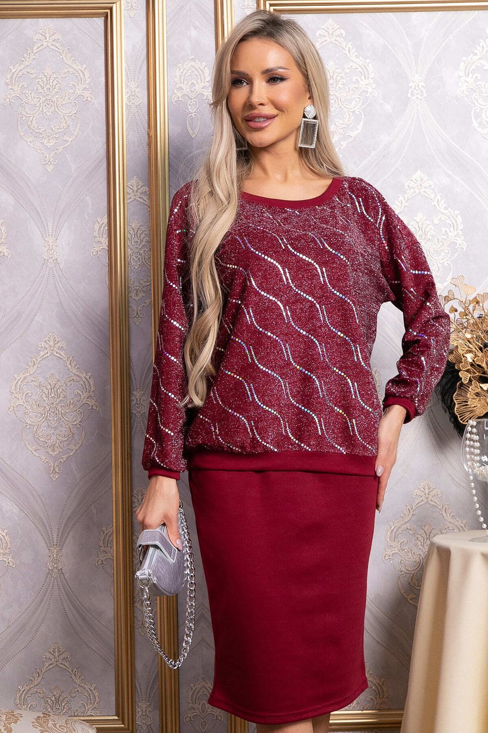 Костюм с юбкой Совершенство форм (бордовое) К14835-10М LT Collection