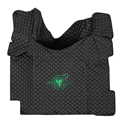 Ковры VOLVO FH-12 2009-2013г (автомат) (экокожа, черный, черный кант, зеленая вышивка)