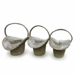 Корзина 31х28х11/18см Набор 3шт Рогоз с ручкой (Натуральный)